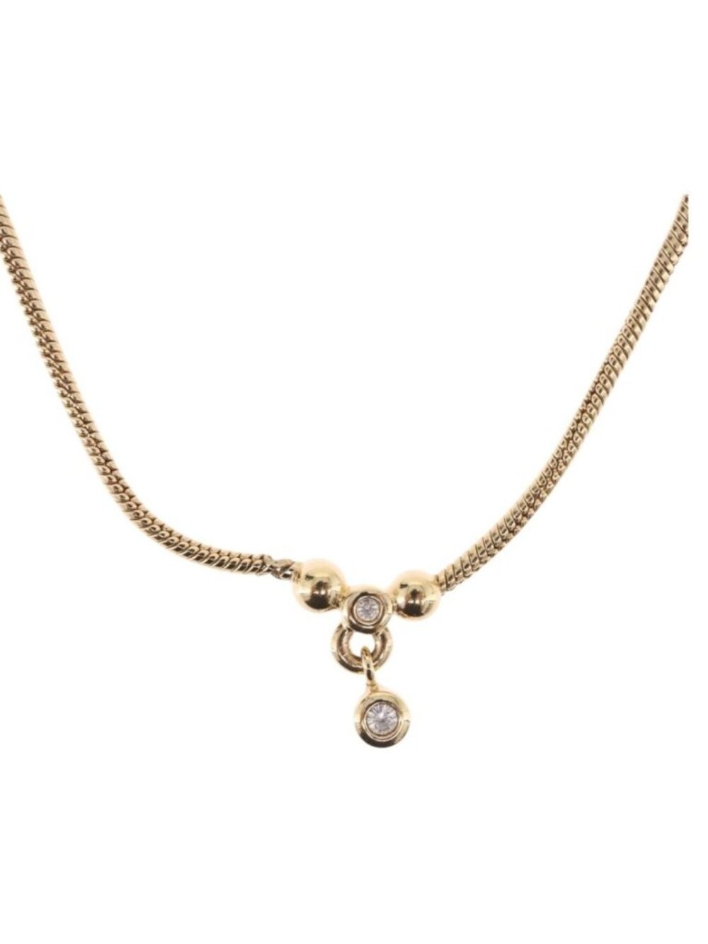 Christian Dior Snake Chain Necklace Metal Gold Tone